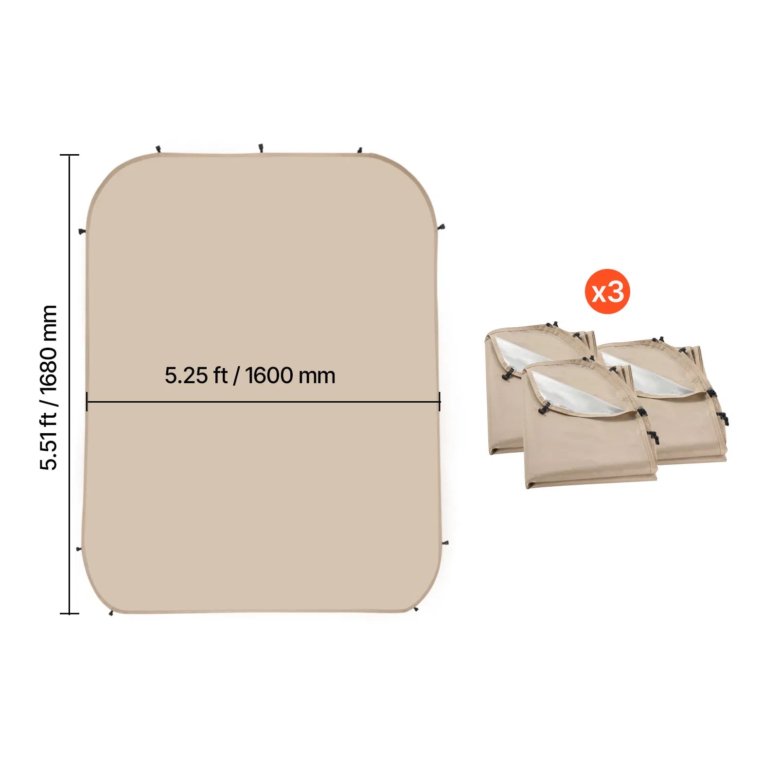 3 Pack Side Walls for 15 x 13.8 FT Screen House Tent, 300D Oxford Waterproof UV-Resistant Side Panels with Quick Buckles for Outdoor Camping Patio Shade