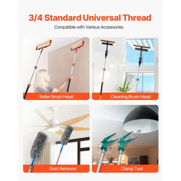 1.76-4 FT Multi-Purpose Telescopic Extension Pole, Aluminum Alloy Adjustable Extendable Pole for Painting, Dusting & High Reach Cleaning