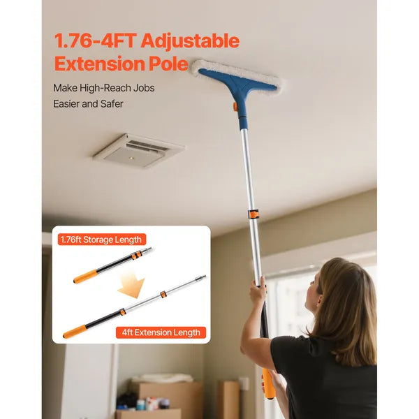 1.76-4 FT Multi-Purpose Telescopic Extension Pole, Aluminum Alloy Adjustable Extendable Pole for Painting, Dusting & High Reach Cleaning
