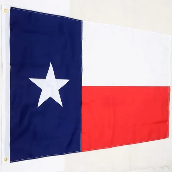 Texas Flag, Multiple Sizes 3x5ft 2x3ft 4x6ft 5x8ft, Heavy Duty Outdoor Embroidered Stars with Brass Grommets & 4 Stitch Hemming
