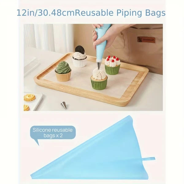 Aeelleea 32Pcs Cake Decorating Kit, 12 Inch Reusable Piping Bags & 24 Royal Icing Tips, Frosting Nozzle Set for Cupcake Baking Decoration