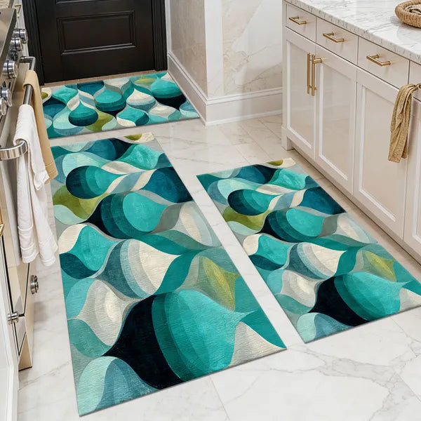 3Pcs Abstract Kitchen Rug Set, Non Slip Washable Soft Floor Mats for Sink, Entryway, Hallway & Bathroom