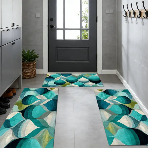 3Pcs Abstract Kitchen Rug Set, Non Slip Washable Soft Floor Mats for Sink, Entryway, Hallway & Bathroom