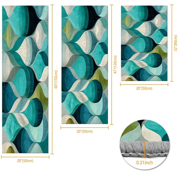 3Pcs Abstract Kitchen Rug Set, Non Slip Washable Soft Floor Mats for Sink, Entryway, Hallway & Bathroom