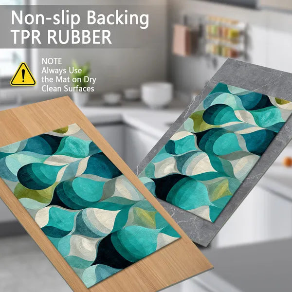 3Pcs Abstract Kitchen Rug Set, Non Slip Washable Soft Floor Mats for Sink, Entryway, Hallway & Bathroom
