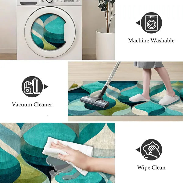 3Pcs Abstract Kitchen Rug Set, Non Slip Washable Soft Floor Mats for Sink, Entryway, Hallway & Bathroom