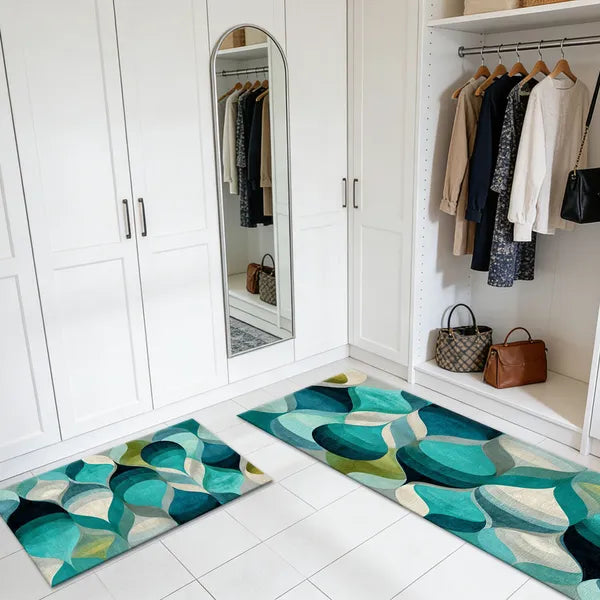 3Pcs Abstract Kitchen Rug Set, Non Slip Washable Soft Floor Mats for Sink, Entryway, Hallway & Bathroom