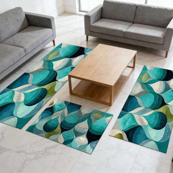 3Pcs Abstract Kitchen Rug Set, Non Slip Washable Soft Floor Mats for Sink, Entryway, Hallway & Bathroom