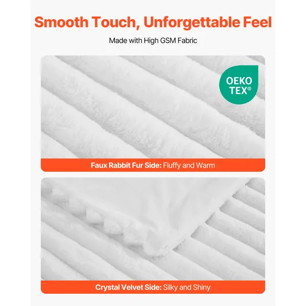 White Faux Fur Throw Blanket 50"x60", Ultra Soft Fluffy Cozy Plush Blanket for Sofa Bed Home Decor