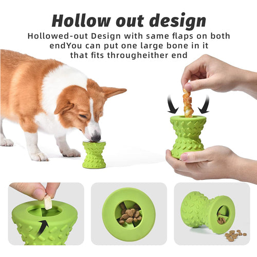 Natural Rubber Dog Chew Toy for Aggressive Chewers - Durable Teeth Cleaning & Treat Dispensing Bone for Medium/Large Dogs