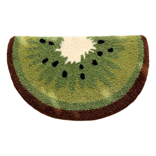 AEELLEEA Kiwi Fruit Bath Mat, Absorbent Non-Slip Bathroom Rug, Soft Quick-Dry Floor Mat for Shower Kitchen Decor, Green 24x16 Inch