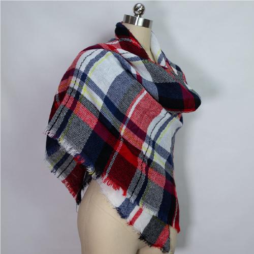 Classic Tartan Plaid Wrap for Women - Cozy 59" Square Shawl with Tassels, Soft Winter Accessory in Red & Black