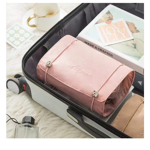 4-in-1 Roll-Up Travel Toiletry Bag with Removable Pouches – Compact Makeup Organizer & Dustproof Storage (7.9" x 3.9" x 1.2")
