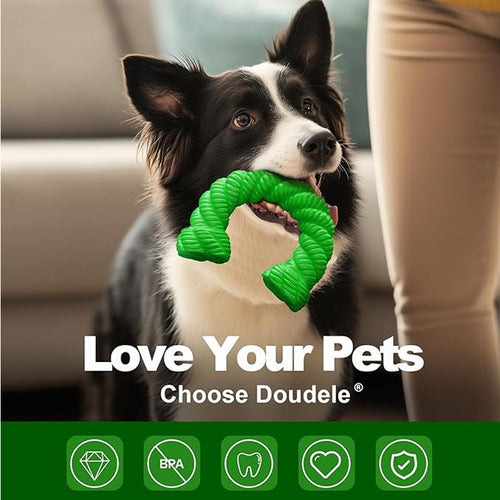 Natural Rubber Horseshoe Chew Toy for Aggressive Chewers - Beef Flavor, Medium & Large Dogs