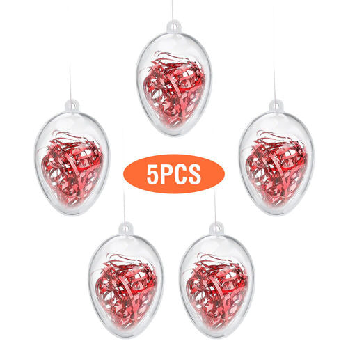 5Pcs Clear Fillable Ornament Balls - 2.4" Egg-Shaped DIY Christmas Decor & Party Baubles