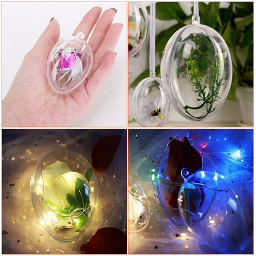 5Pcs Clear Fillable Ornament Balls - 2.4" Egg-Shaped DIY Christmas Decor & Party Baubles
