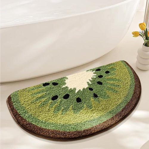AEELLEEA Kiwi Fruit Bath Mat, Absorbent Non-Slip Bathroom Rug, Soft Quick-Dry Floor Mat for Shower Kitchen Decor, Green 24x16 Inch