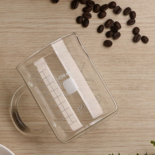 15oz Caffeine Molecule Glass Mug - Heat Resistant Borosilicate Beaker Cup with Handle and Scale