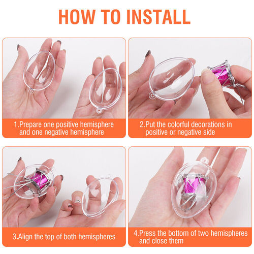 5Pcs Clear Fillable Ornament Balls - 2.4" Egg-Shaped DIY Christmas Decor & Party Baubles