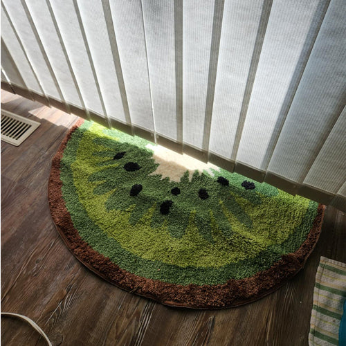AEELLEEA Kiwi Fruit Bath Mat, Absorbent Non-Slip Bathroom Rug, Soft Quick-Dry Floor Mat for Shower Kitchen Decor, Green 24x16 Inch