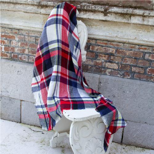 Classic Tartan Plaid Wrap for Women - Cozy 59" Square Shawl with Tassels, Soft Winter Accessory in Red & Black