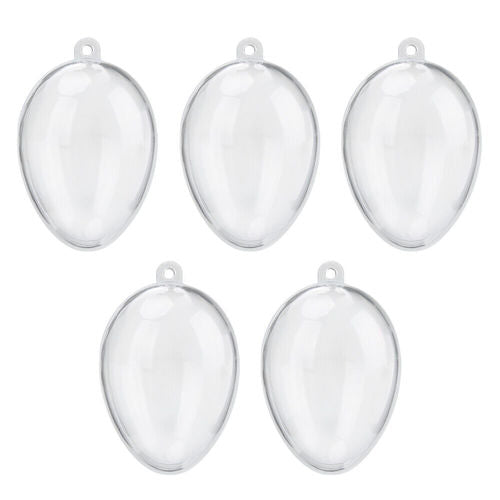 5Pcs Clear Fillable Ornament Balls - 2.4" Egg-Shaped DIY Christmas Decor & Party Baubles