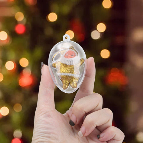 5Pcs Clear Fillable Ornament Balls - 2.4" Egg-Shaped DIY Christmas Decor & Party Baubles