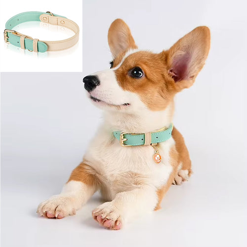 Soft Genuine Leather Adjustable Dog Collar - Lightweight & Durable Pet Accessory for Small to Large Dogs