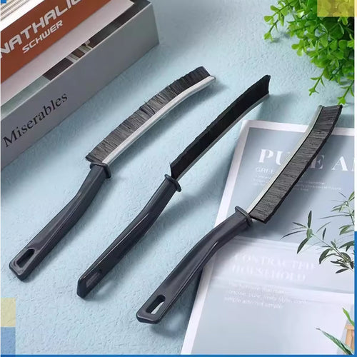 Multi-Purpose Curved Crevice Cleaning Brush with Dense Bristles Scraper for Sink, Faucet, Keyboard, Window Grooves, Lunchbox, Washing Machine