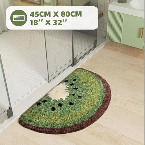 AEELLEEA Kiwi Fruit Bath Mat, Absorbent Non-Slip Bathroom Rug, Soft Quick-Dry Floor Mat for Shower Kitchen Decor, Green 24x16 Inch