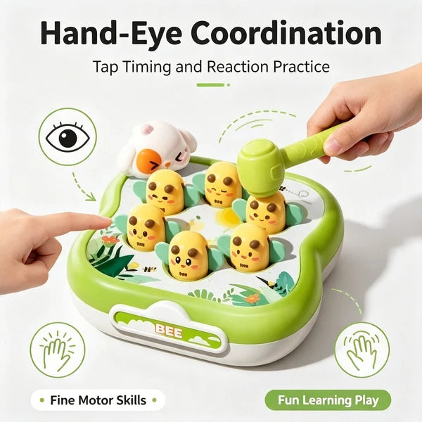 Bee Whack-A-Mole Hammer Toy for Toddlers, Hand-Eye Coordination Game, Gift Box Birthday Toy for Boys Girls