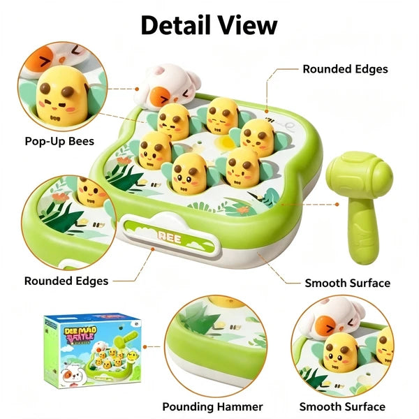 Bee Whack-A-Mole Hammer Toy for Toddlers, Hand-Eye Coordination Game, Gift Box Birthday Toy for Boys Girls