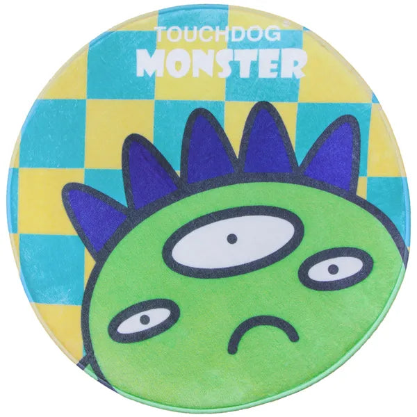 Round Plush Pet Mat for Dogs & Cats, Cartoon Monster Indoor Accent Rug, Soft Cozy Floor Mat, 26 x 26 x 1 in