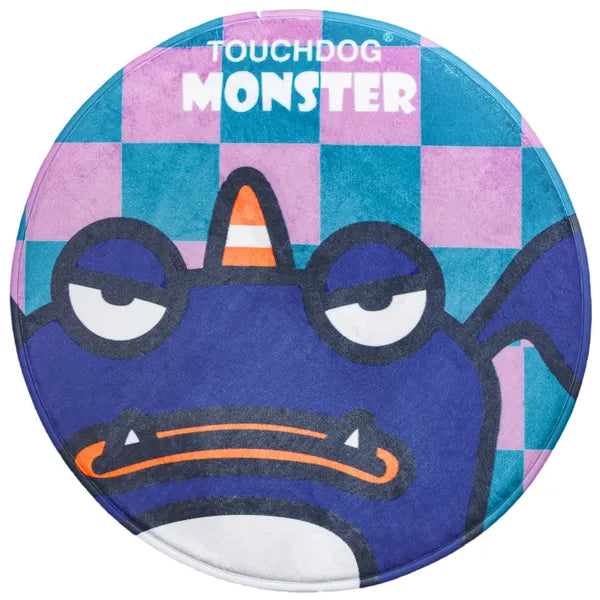 26in Round Pet Mat for Dogs & Cats, 1in Thick Cartoon Monster Floor Mat for Indoor Pet Resting, Bedroom & Living Room