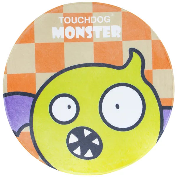 Round Plush Pet Mat, 26 x 26 in Soft Indoor Pet Rug with Cute Monster Print, 1 in Thick Cushion for Dogs and Cats