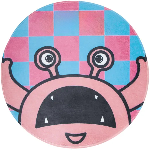 Round Plush Pet Mat for Dogs & Cats, Soft Indoor Floor Rug with Cute Cartoon Print, 26 x 26 x 1 in, One Size