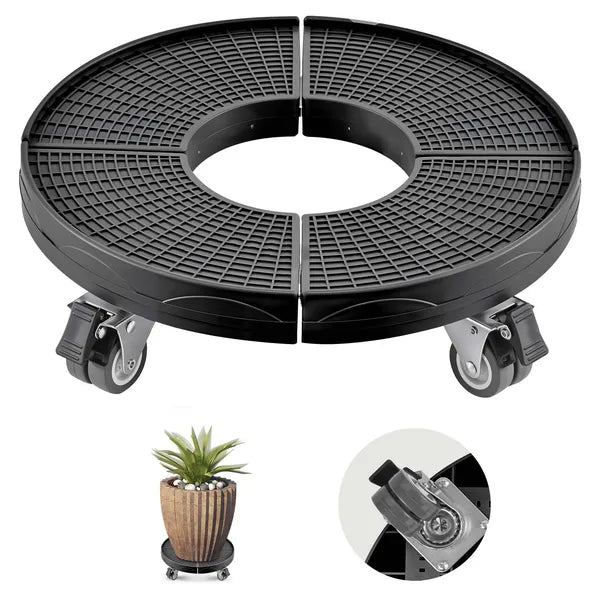 Heavy Duty Trash Can Dolly with 4 Lockable Swivel Wheels, 440 lbs Max Capacity, Adjustable Rolling Base for Bin, Drum & Planter
