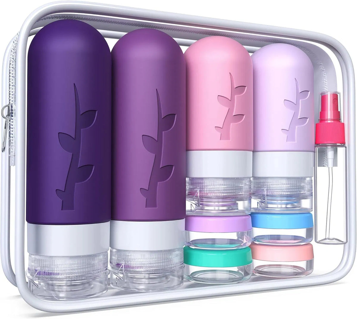 Silicone Travel Containers for Toiletries, Leak-Proof Refillable Bottles, Portable Travel Essentials for Shampoo, Conditioner & Lotion