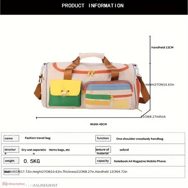 TravelWithEase Large Gym Bag with Shoe Compartment, Multi Pocket Duffel Bag for Men & Women, Sports Travel Weekender Carry On Bag