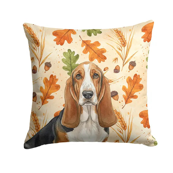 Aeelleea Basset Hound Heirloom Fall Pillow 14x14 in, Autumn Dog Cushion for Couch Bed