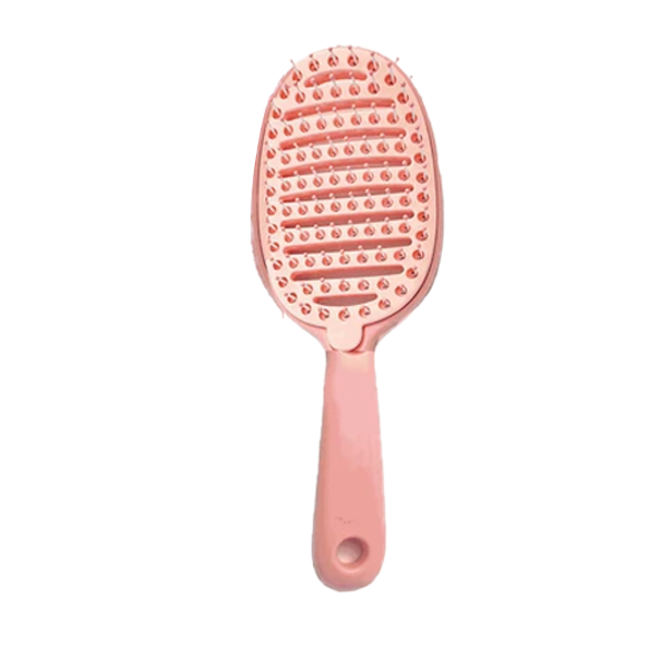Vent Detangling Hair Brush with Curved Design, Nylon Bristles, Removable Pad, Wet & Dry Hair Brush, Pink