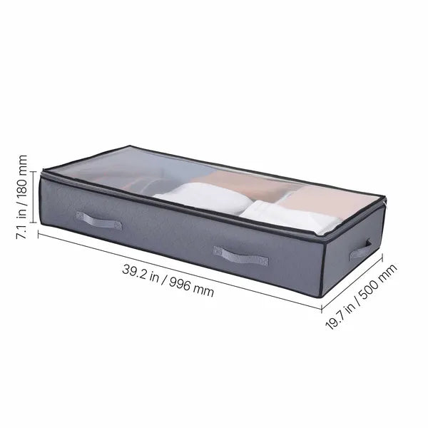 Under Bed Storage Box with Clear Lid, Low Profile Plastic Underbed Organizer Bin for Clothes, Shoes, Blanket Bedroom Storage`  ## 2. 商品介绍 + 规格参数