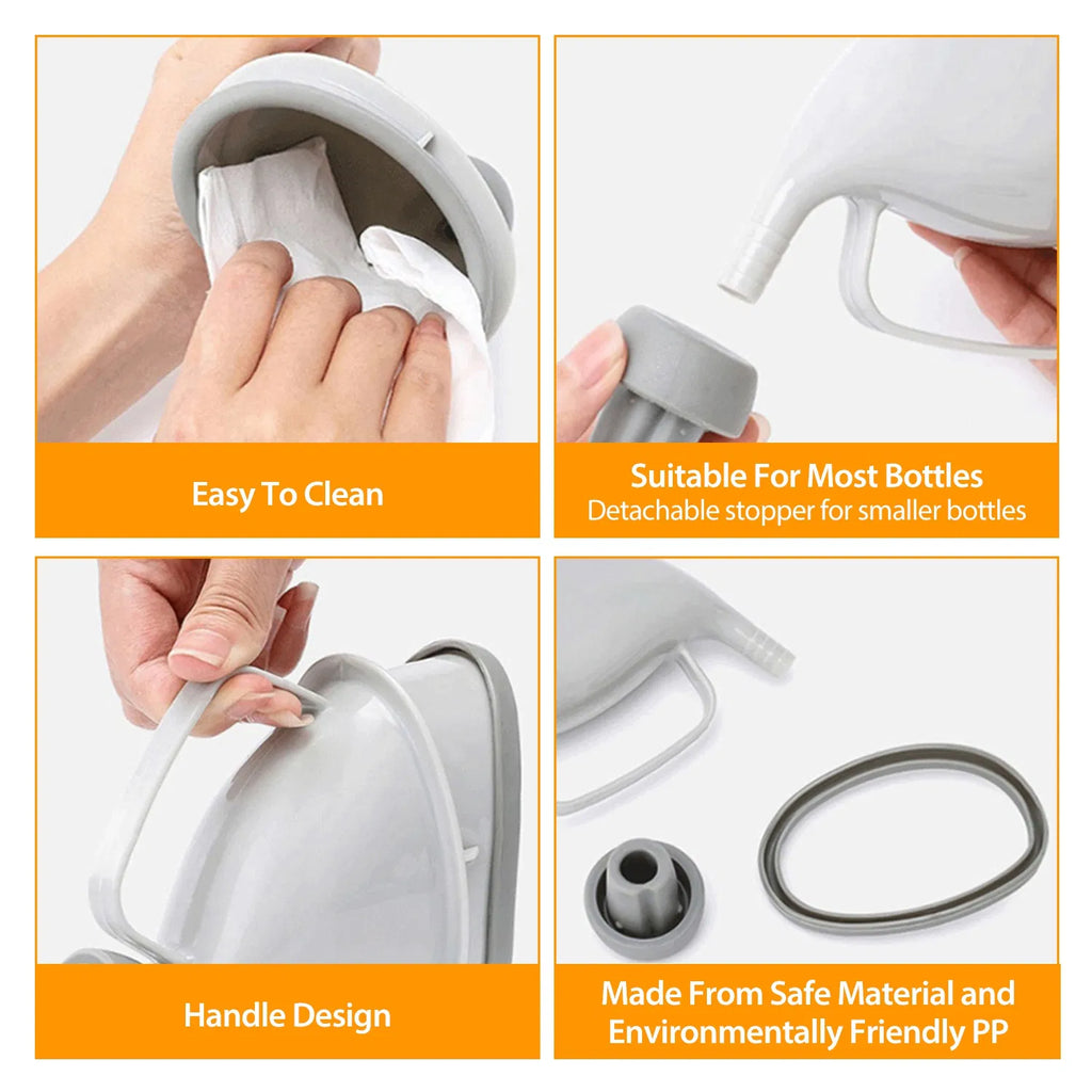 Portable Emergency Urinal Funnel for Men & Women, PP+TPR Standing Pee Funnel, Leak Proof Travel Urine Device for Car, Camping, Traffic Jam & Outdoor Use