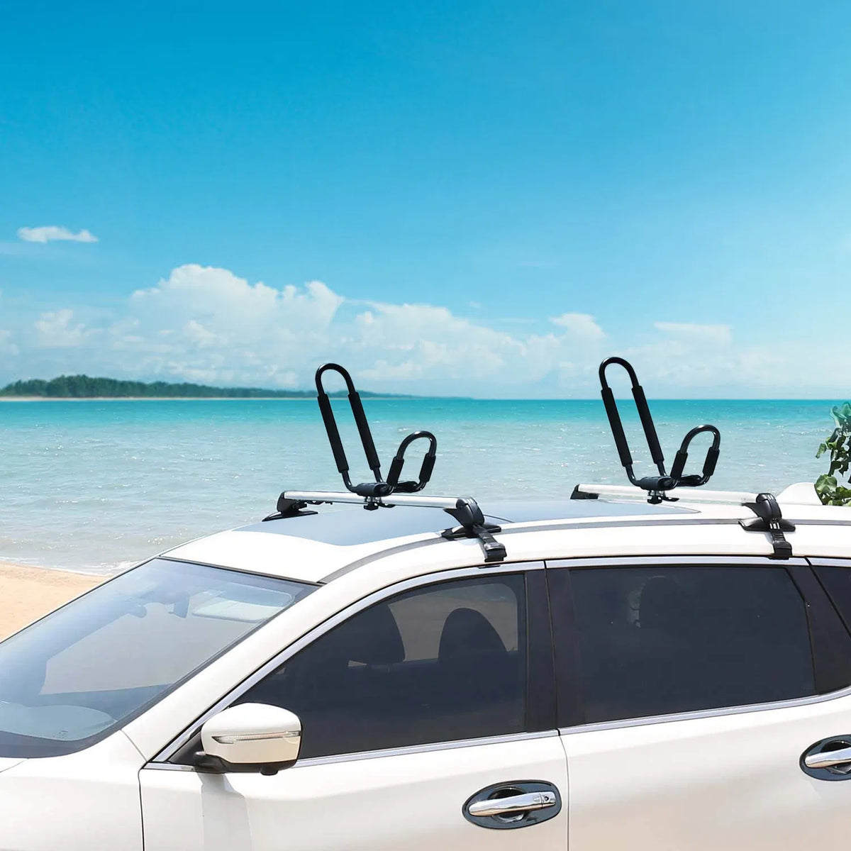 AEELLEEA Universal Kayak J-Bar Roof Rack, 1 Pair Rooftop Carrier for Canoe Surfboard SUP, Fits Car SUV Truck Crossbars, 150 lbs