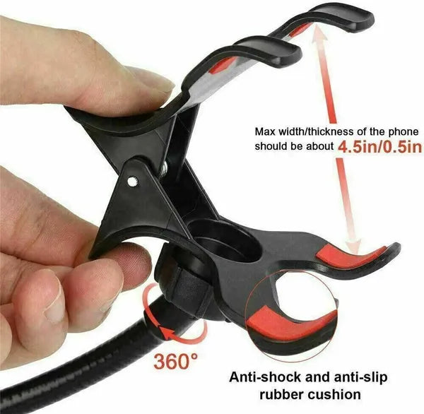 Universal Lazy Neck Gooseneck Phone Holder, 360° Rotation Flexible Hands-Free Cell Phone Stand for Bed, Sofa, Watching Video, Compatible with All Smartphones