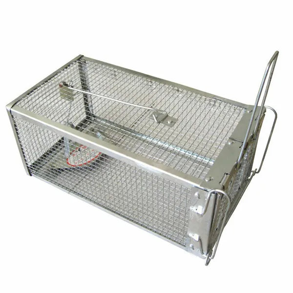 Humane Catch Rodent Cage - Galvanized Steel, Auto-Lock Door, Tool-Free Setup, Reusable, Indoor/Outdoor