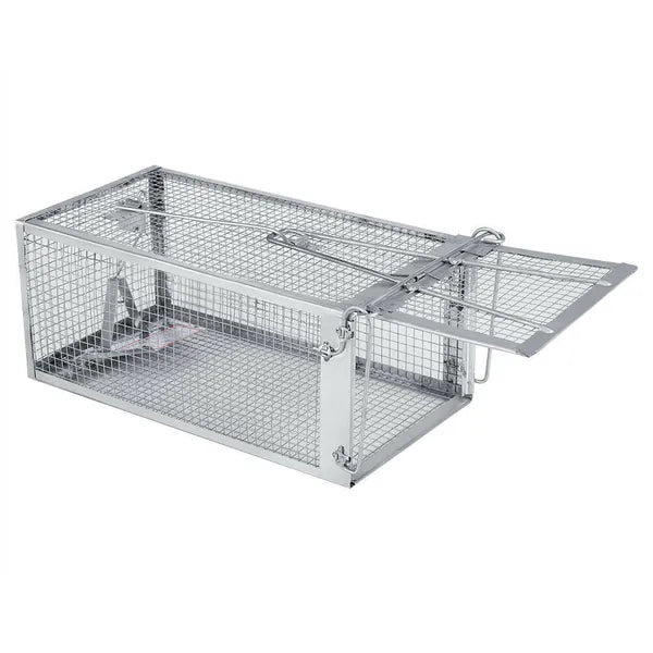 Humane Catch Rodent Cage - Galvanized Steel, Auto-Lock Door, Tool-Free Setup, Reusable, Indoor/Outdoor