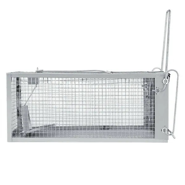 Humane Catch Rodent Cage - Galvanized Steel, Auto-Lock Door, Tool-Free Setup, Reusable, Indoor/Outdoor