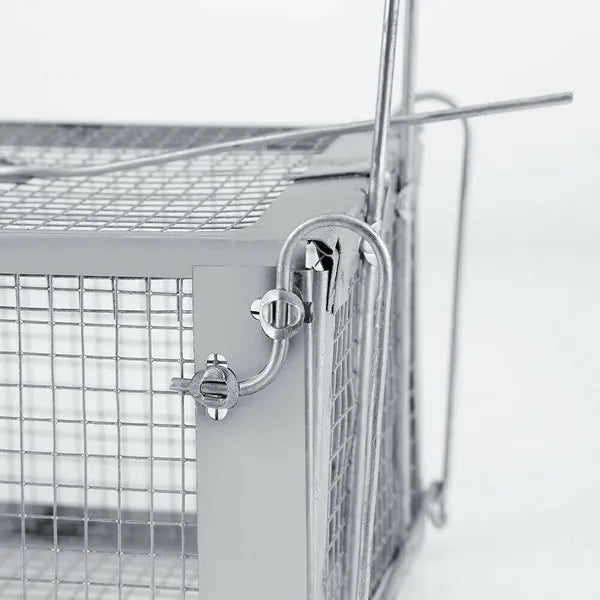 Humane Catch Rodent Cage - Galvanized Steel, Auto-Lock Door, Tool-Free Setup, Reusable, Indoor/Outdoor