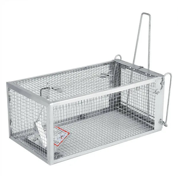 Humane Catch Rodent Cage - Galvanized Steel, Auto-Lock Door, Tool-Free Setup, Reusable, Indoor/Outdoor